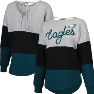 Philadelphia Eagles Touch Women’s Outfield Deep V-Back Pullover Sweatshirt – Gray/Midnight Green