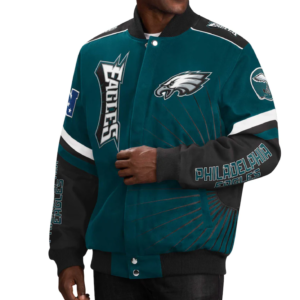 Philadelphia Eagles G-III Sports by Carl Banks Extreme Redzone Full-Snap Varsity Jacket – Midnight Green