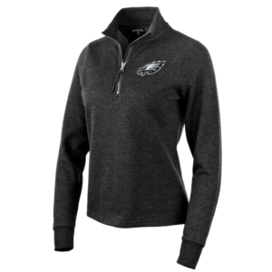 Philadelphia Eagles Antigua Women’s Action Quarter-Zip Pullover Sweatshirt – Heather Black