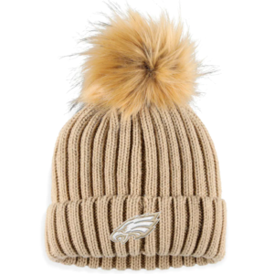 Philadelphia Eagles WEAR by Erin Andrews Women’s Neutral Cuffed Knit Hat with Pom – Tan